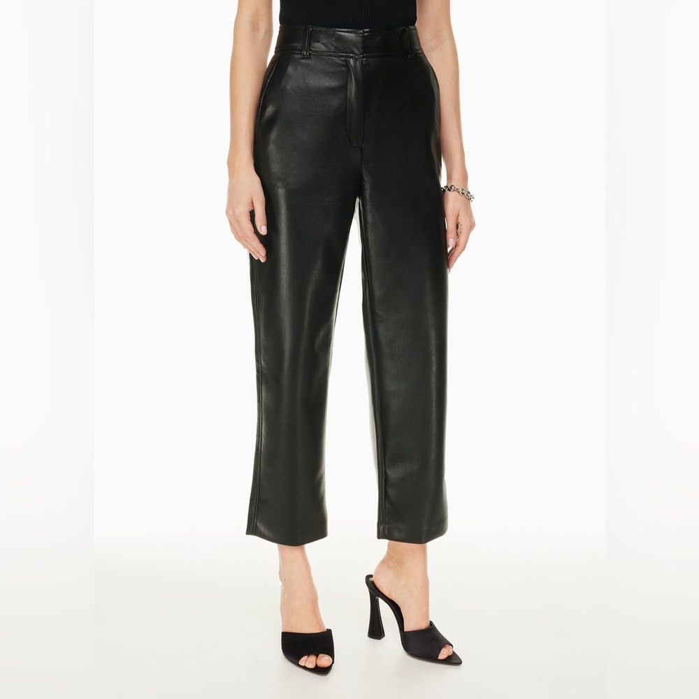Babaton Black Cropped Leather Pants